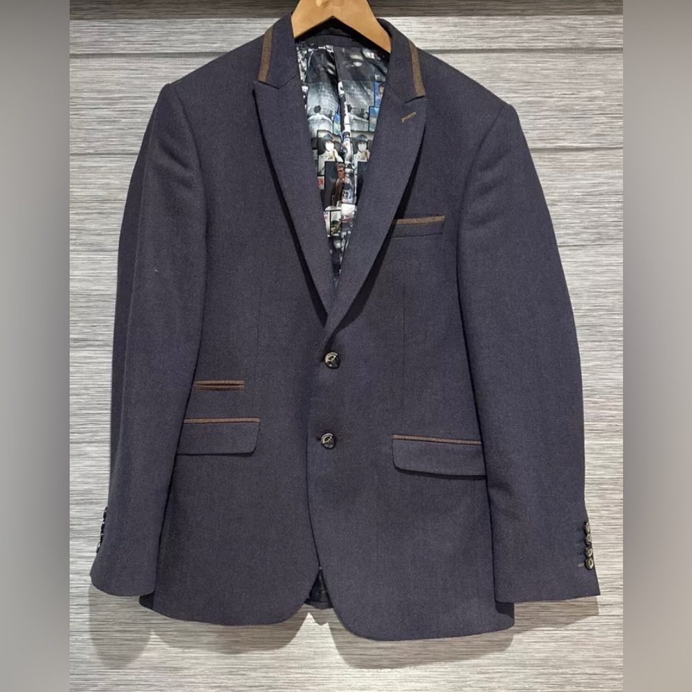 Claudio Lugli Rust Color Jacket Blazer Sz 50 Graphic Lining Wool Blind